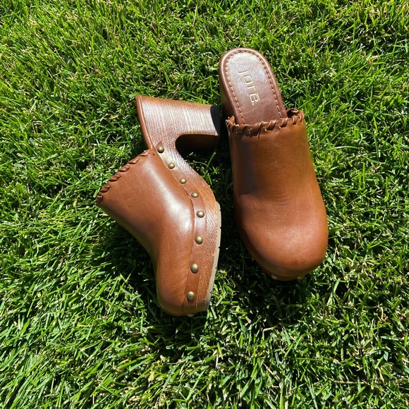 Vintage y2k Jore Light Brown Leather Heeled Clogs 🔥 - Picture 4 of 4